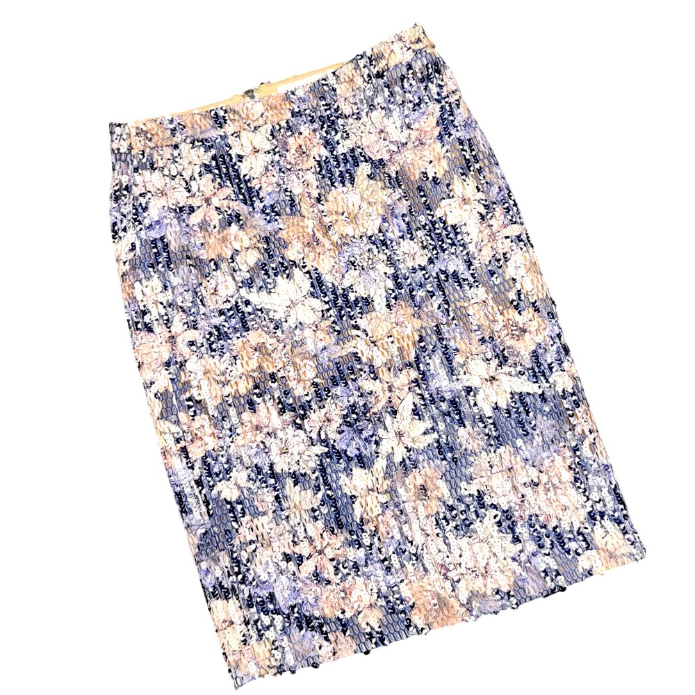 Endless Rose Skirt M Embellished Floral Print Illusion Smocked Waist Pencil‎ NEW